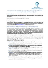 Datenschutz-Information bei Schulanmeldung, Abschluss und Verwaltung des Schulvertrages sowie Durchführung der Beschulung nach § 15 KDG PDF Thumbnail